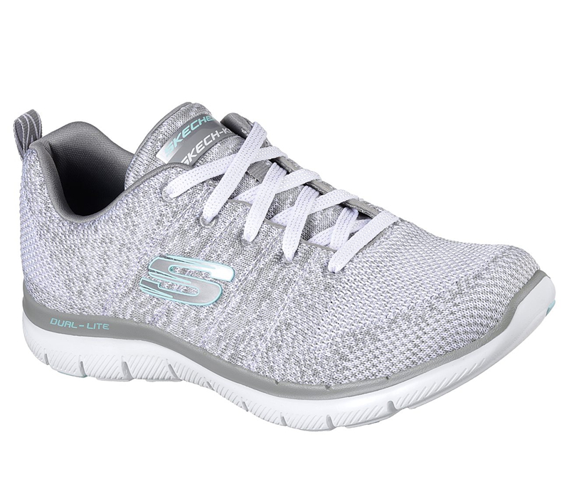 Skechers Women Flex Appeal 2.0 - High Energy White/Gray-Running Shoes