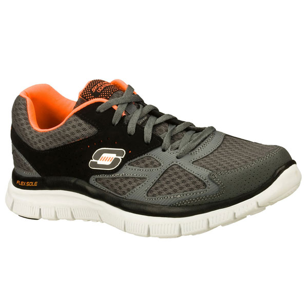 Skechers Men Wide Fit (2E) Shoes - Master Plan Charcoal/Black-Running Shoes